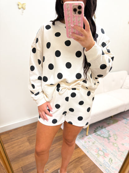 B&W Polka Dot Sweatshirt Set