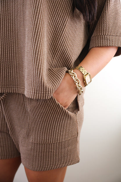Espresso Ribbed Short Set