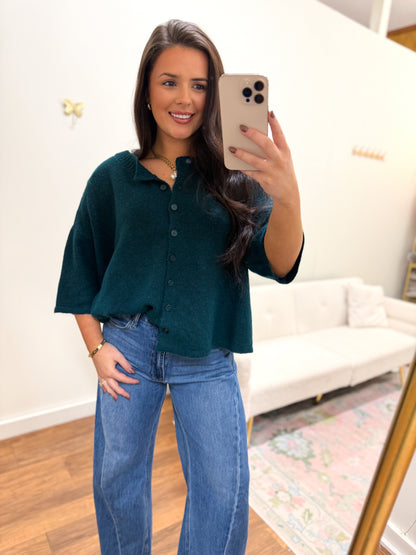 Hunter Green Boxy Cardigan