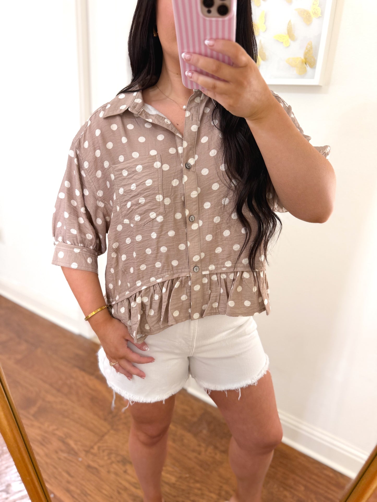 Polka Dot Short Sleeve Top