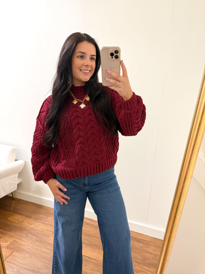 Cabernet Cable Knit Sweater