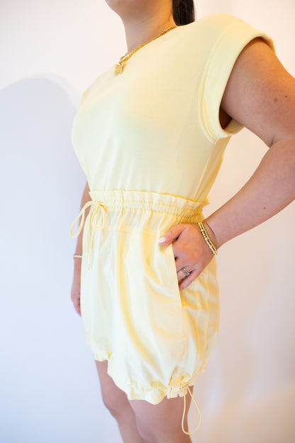 Lemon Drawstring Comfy Dress