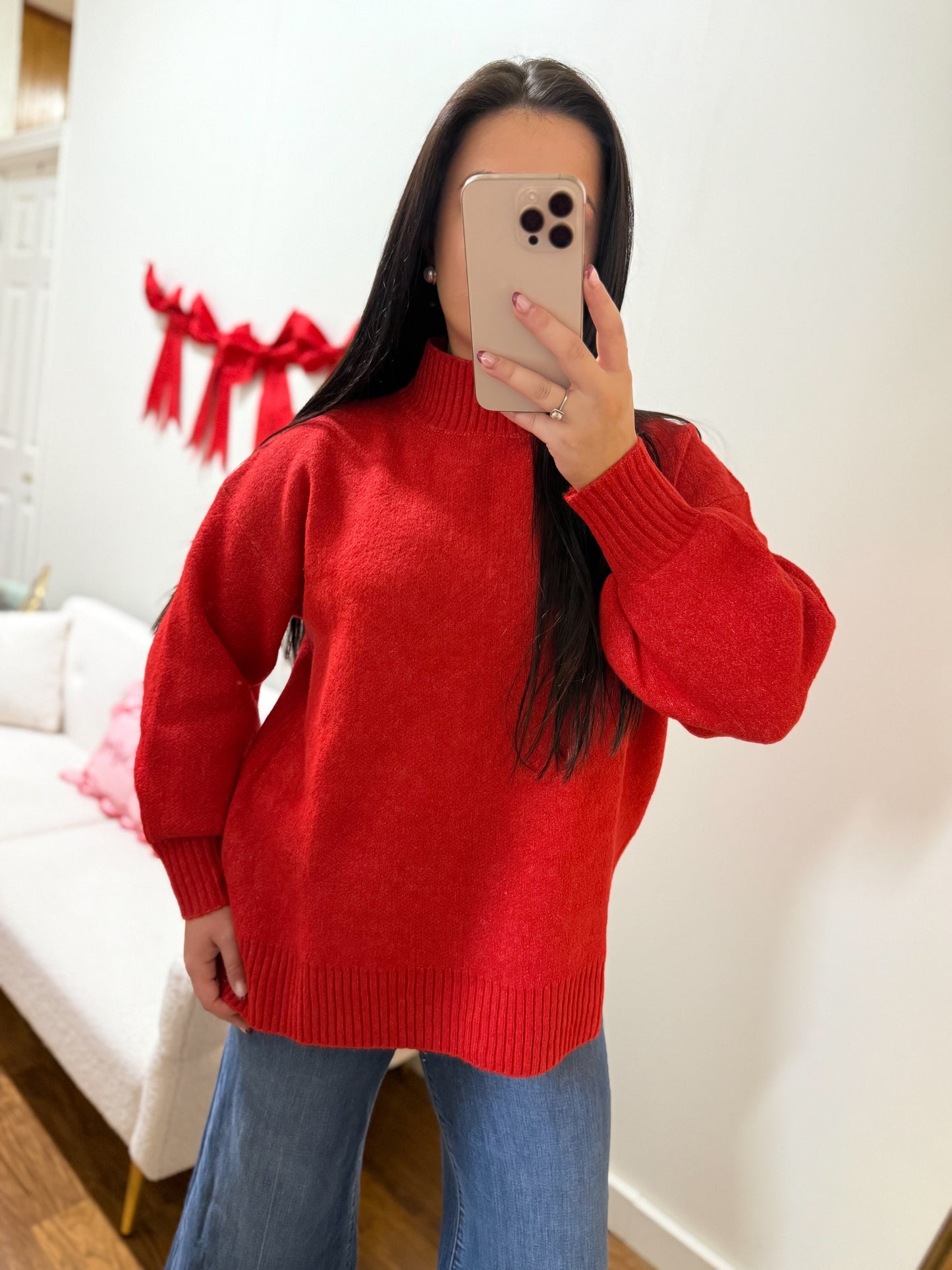 Red Mock Neck Sweater