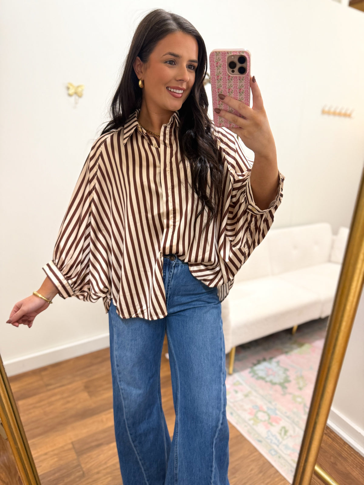 Stripe Sleeve Buttondown Shirt