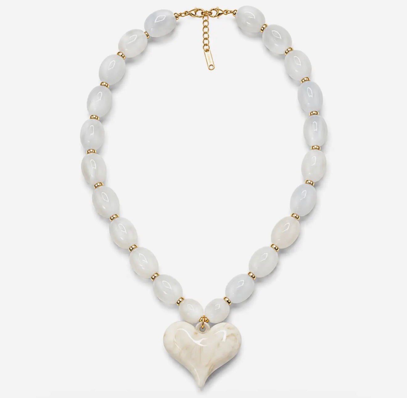 White Heart Chunky Necklace