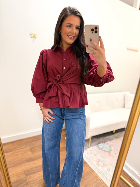 Burgundy Tie Top
