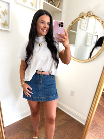 Medium Wash Denim Skort