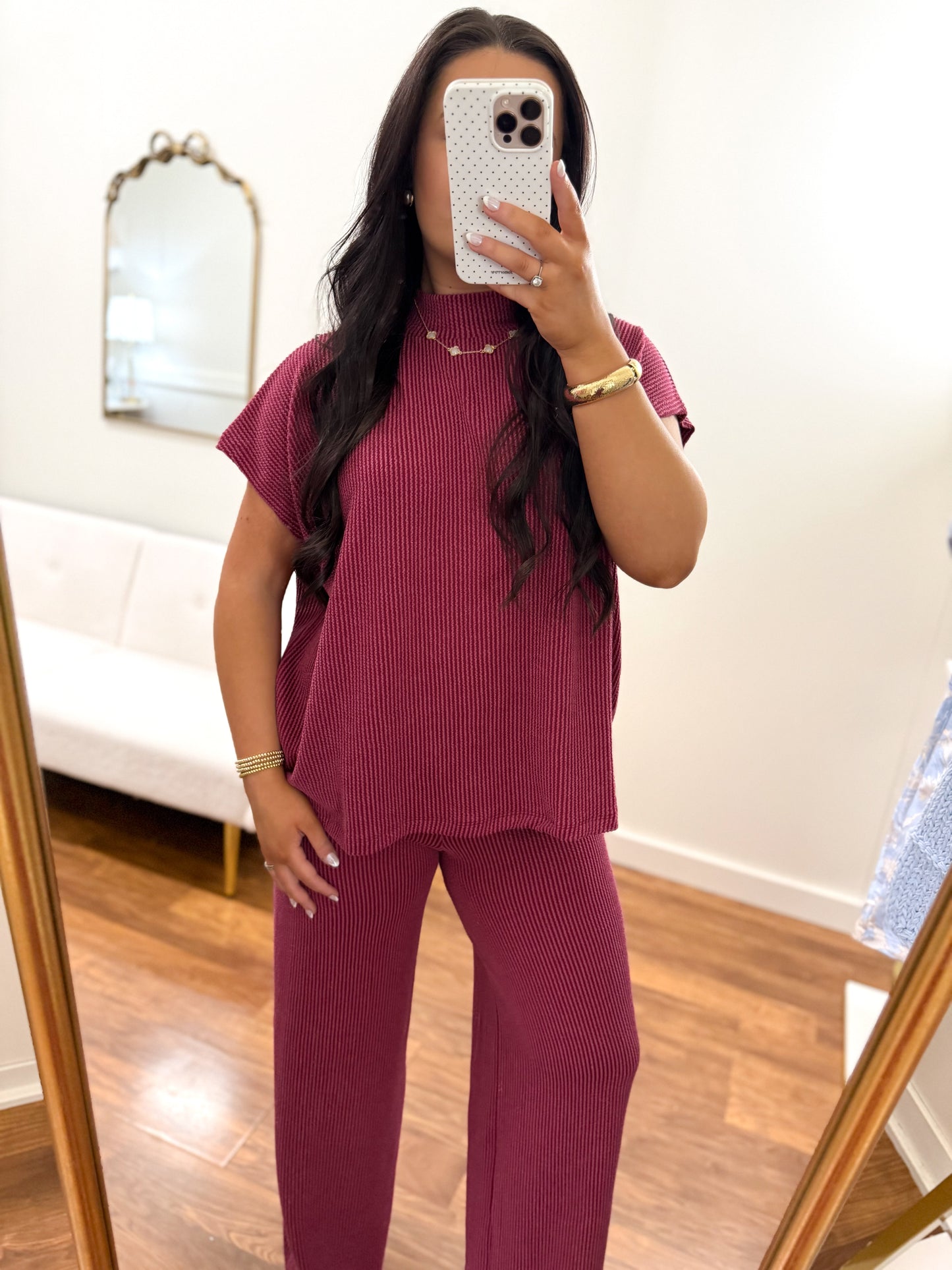Cabernet Ribbed Pant Set
