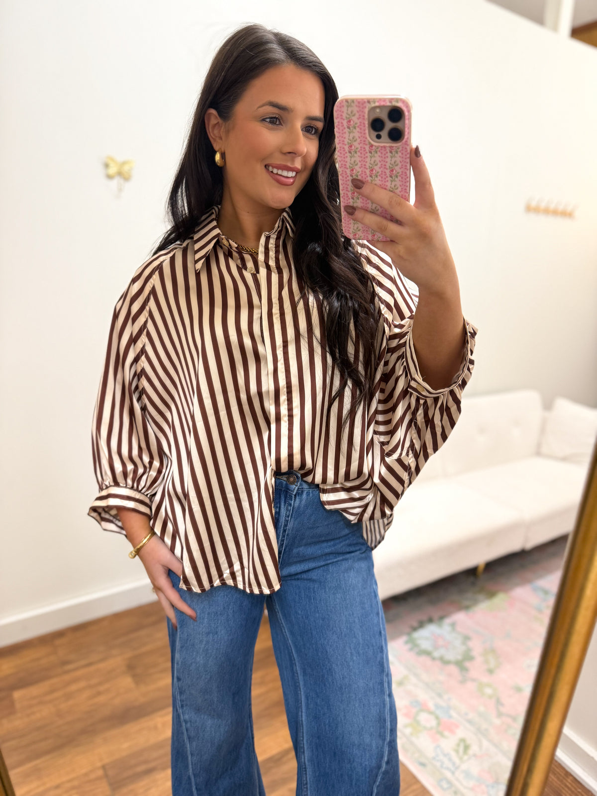 Stripe Sleeve Buttondown Shirt
