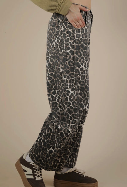 Mocha Leopard Barrel Pants