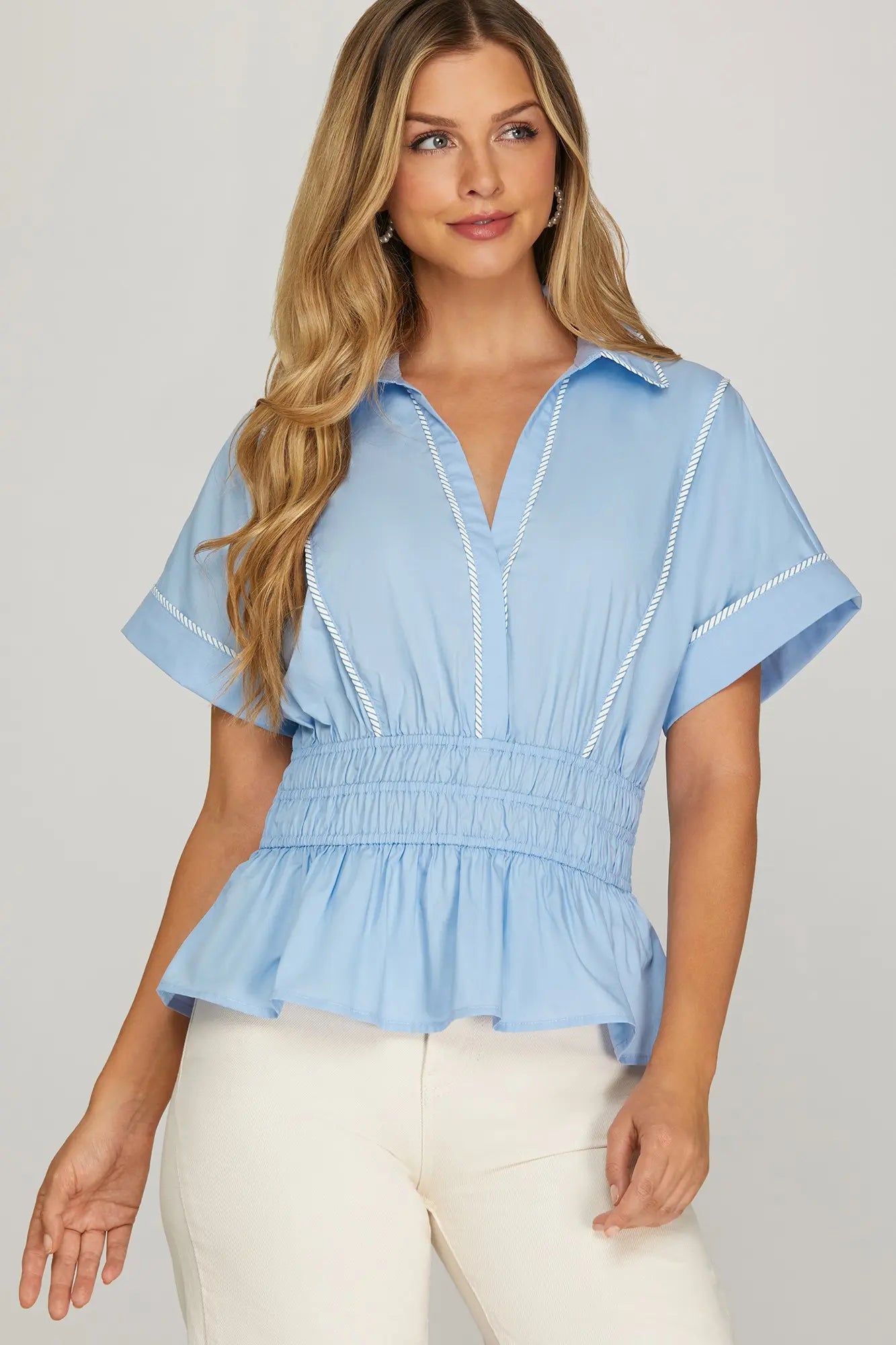 Light Blue Drop Shoulder Top
