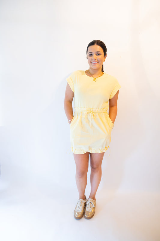 Lemon Drawstring Comfy Dress