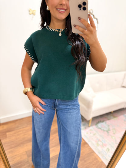 Hunter Green Trim Sweater