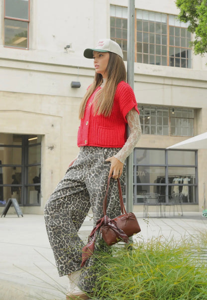 Mocha Leopard Barrel Pants