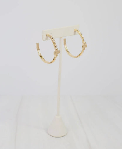 Cross Gold Hoops