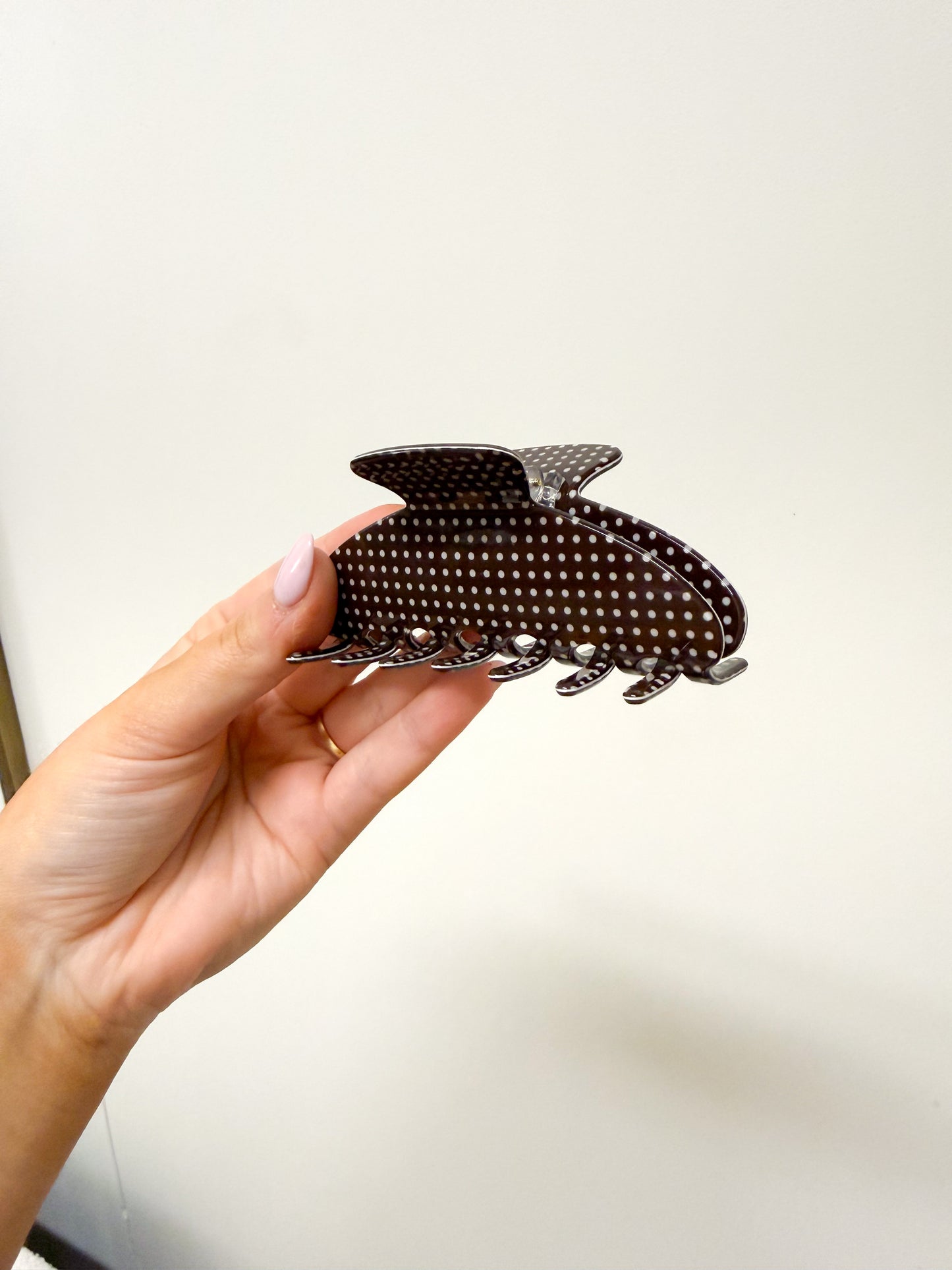 Chocolate Brown Polka Dot Hair Clip