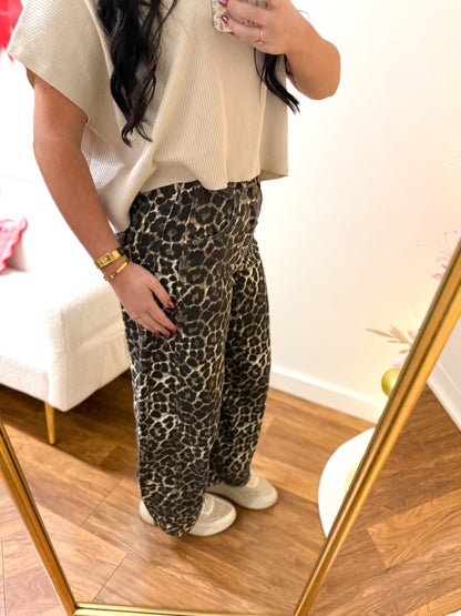 Mocha Leopard Barrel Pants