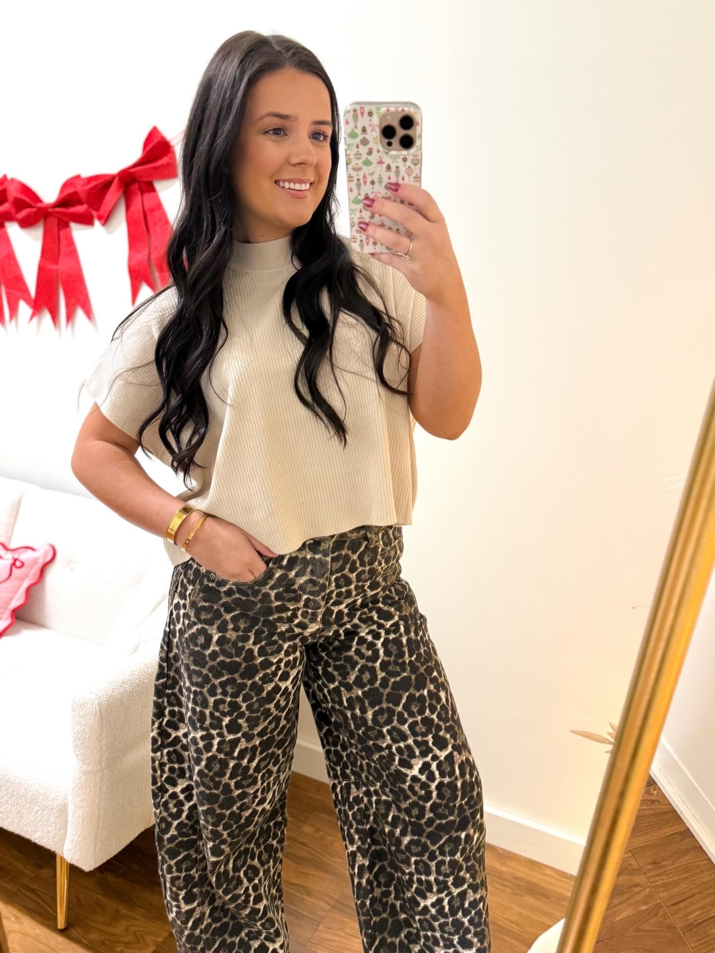 Mocha Leopard Barrel Pants