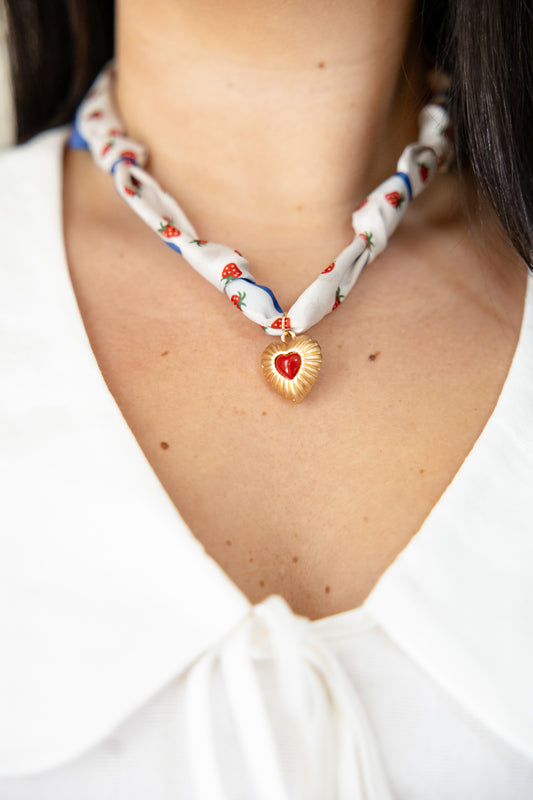 Sweet As Strawberries Scarf Necklace