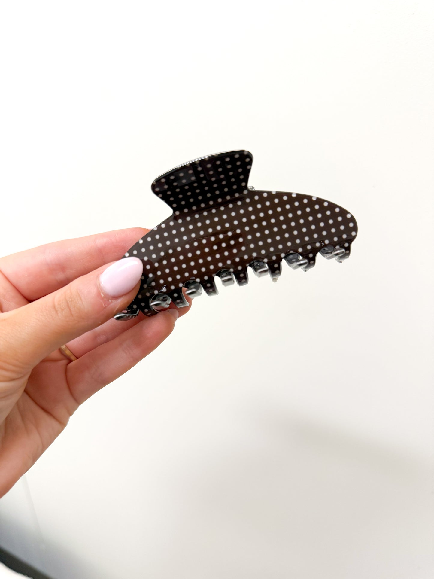 Chocolate Brown Polka Dot Hair Clip