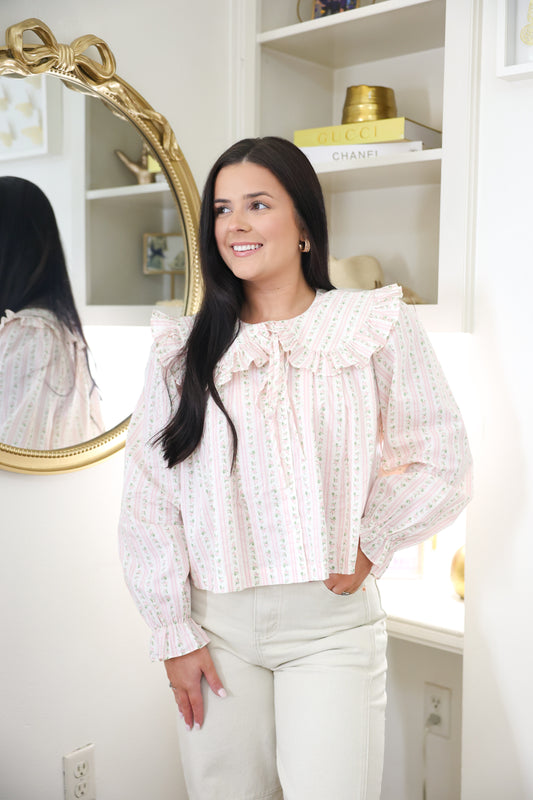 Love Shack Floral Collared Top