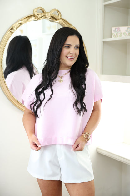 Light Pink Drop Shoulder Sweater Top
