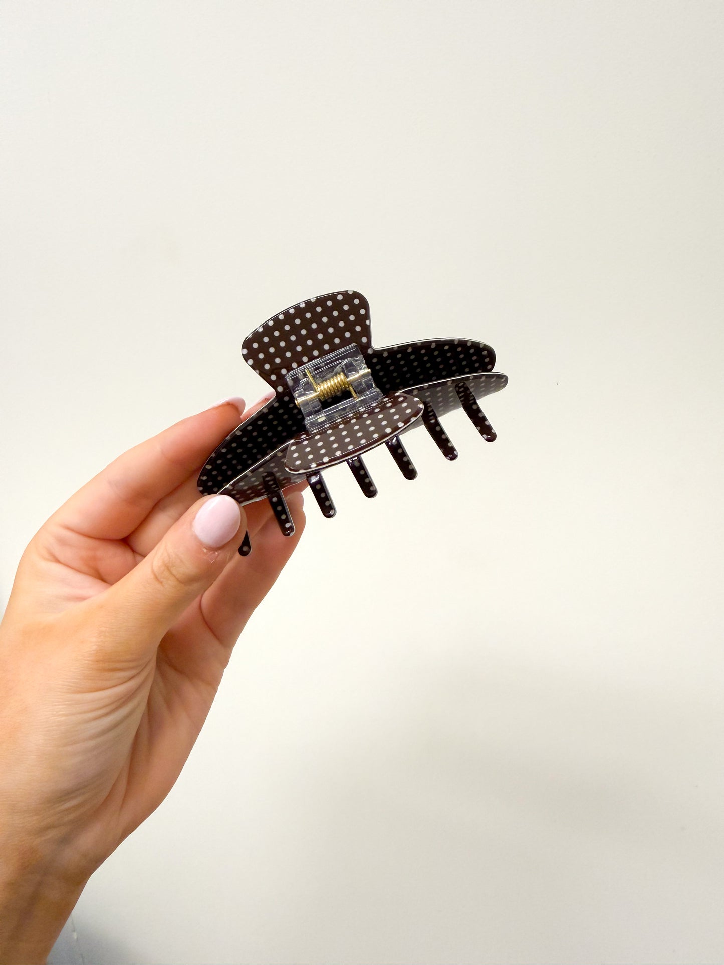 Chocolate Brown Polka Dot Hair Clip