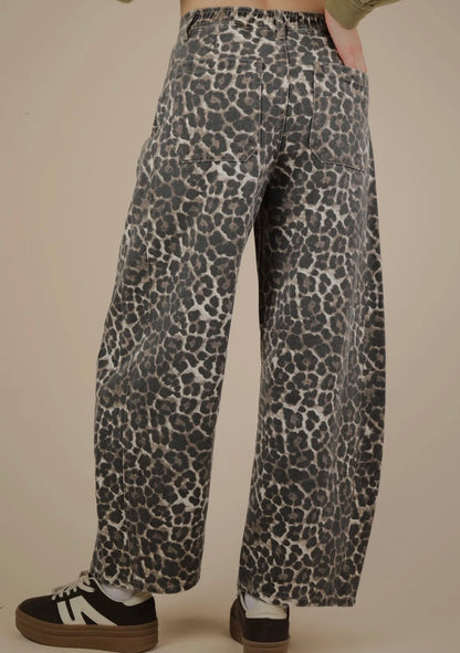 Mocha Leopard Barrel Pants