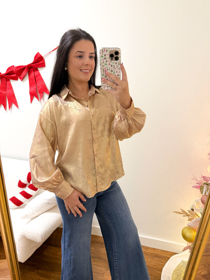 Golden Button Down Top