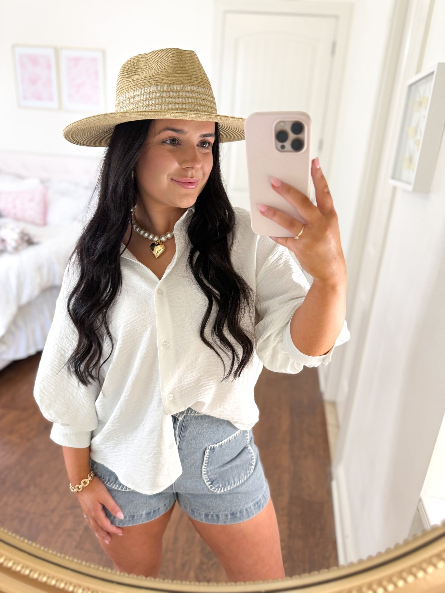 White Bubble Sleeve Top (Restocked!!)