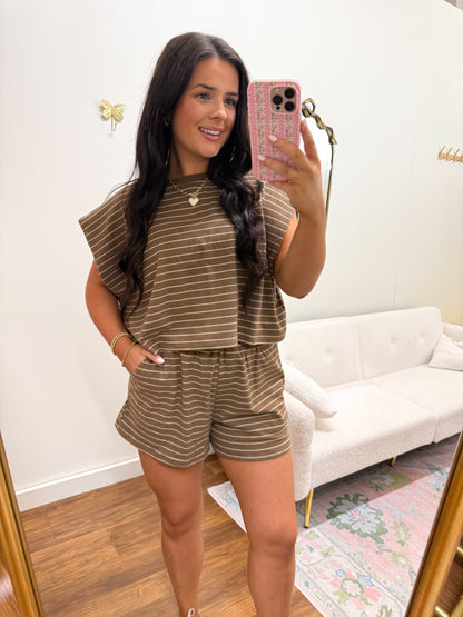Living In Mocha Striped Set - PRE ORDER (SHIP ETA: 8.27)