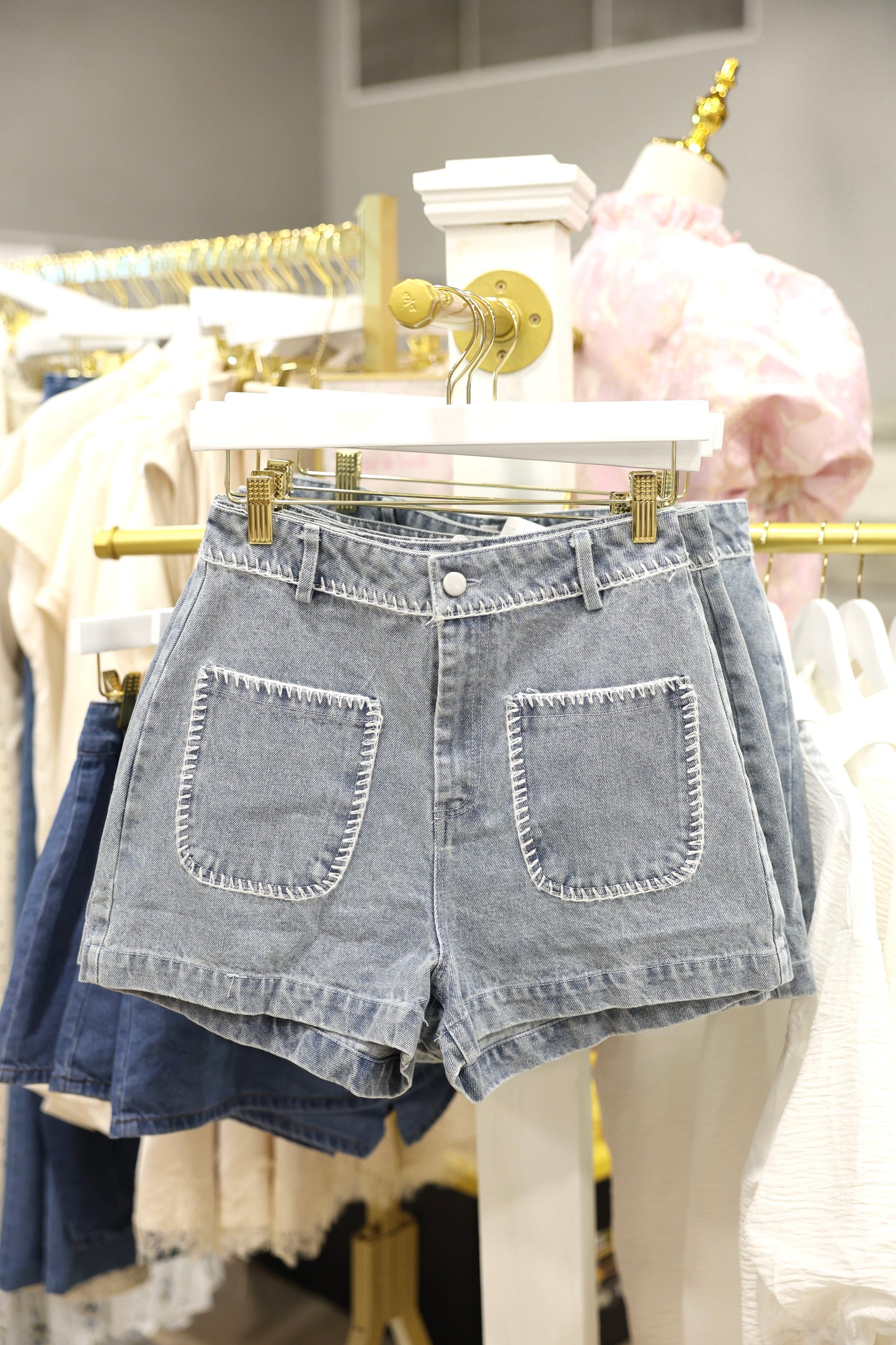 Stitch Pocket Denim Shorts (Restocked!!!)