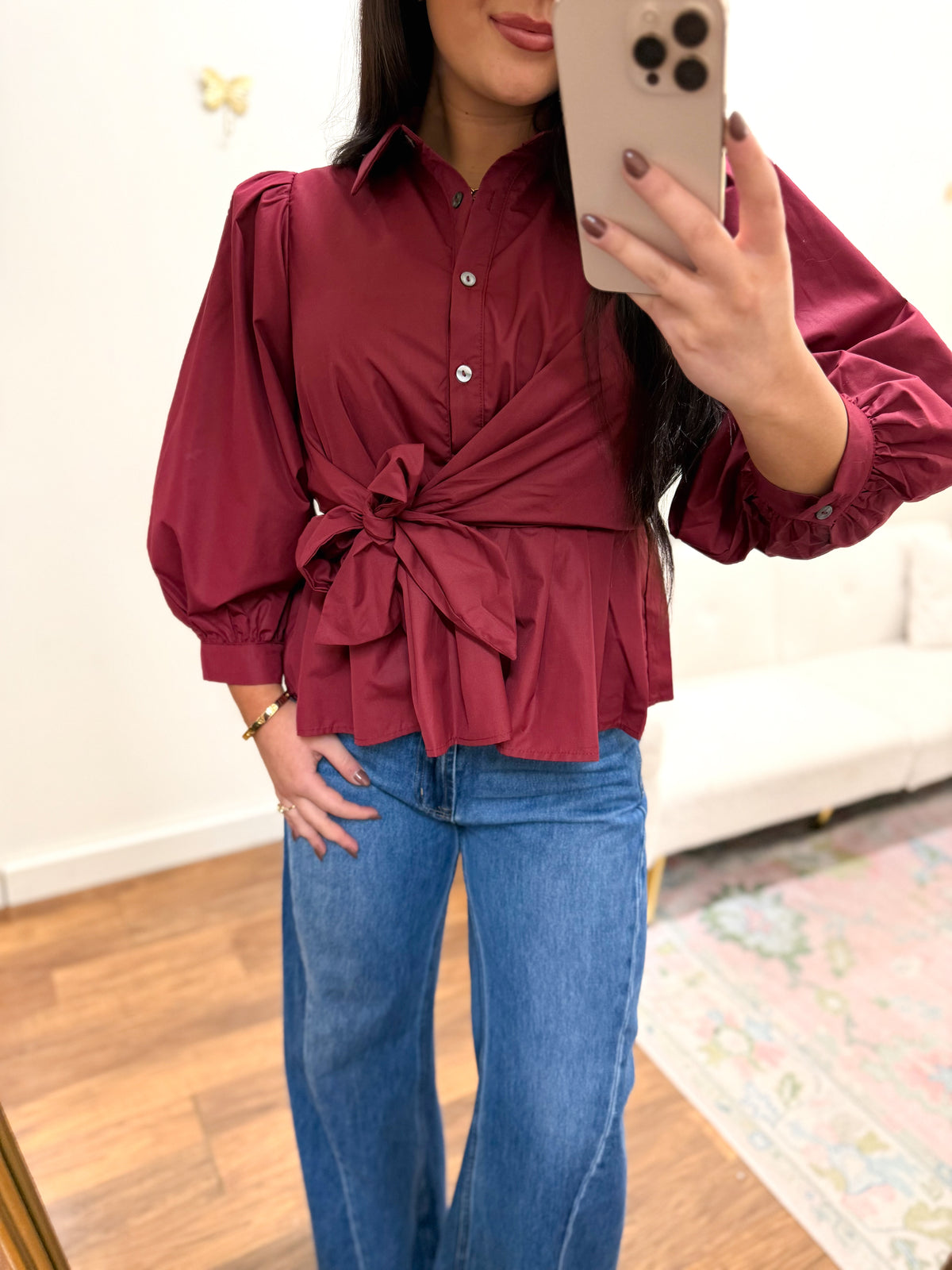 Burgundy Tie Top