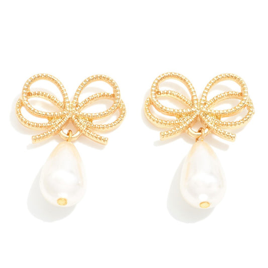 Pearl Bow Earrings