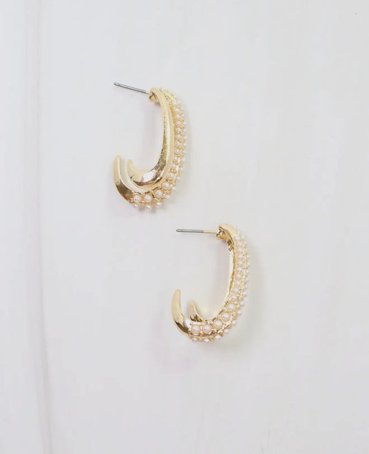 Pearl Double Hoop Earrings