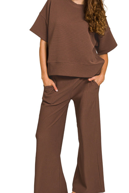 Espresso Ribbed Pant Set