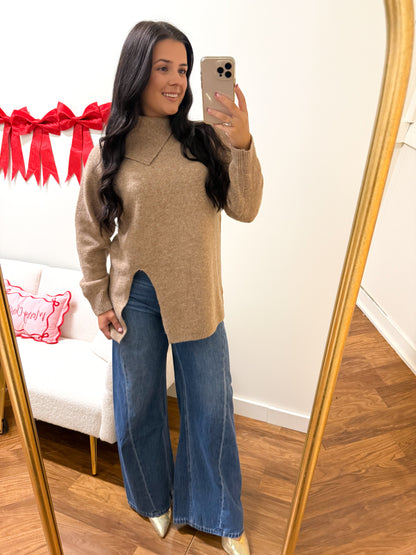 Cozy Asymmetric Mock Neck Sweater