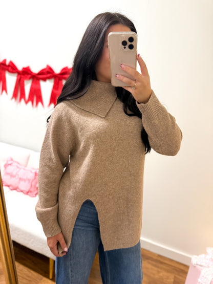 Cozy Asymmetric Mock Neck Sweater