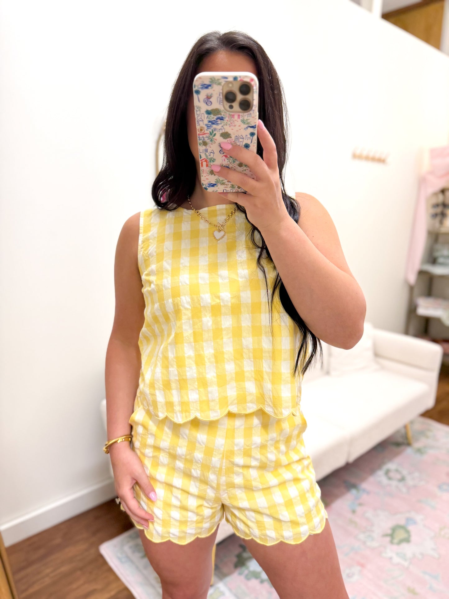 Gingham Scalloped Short Set