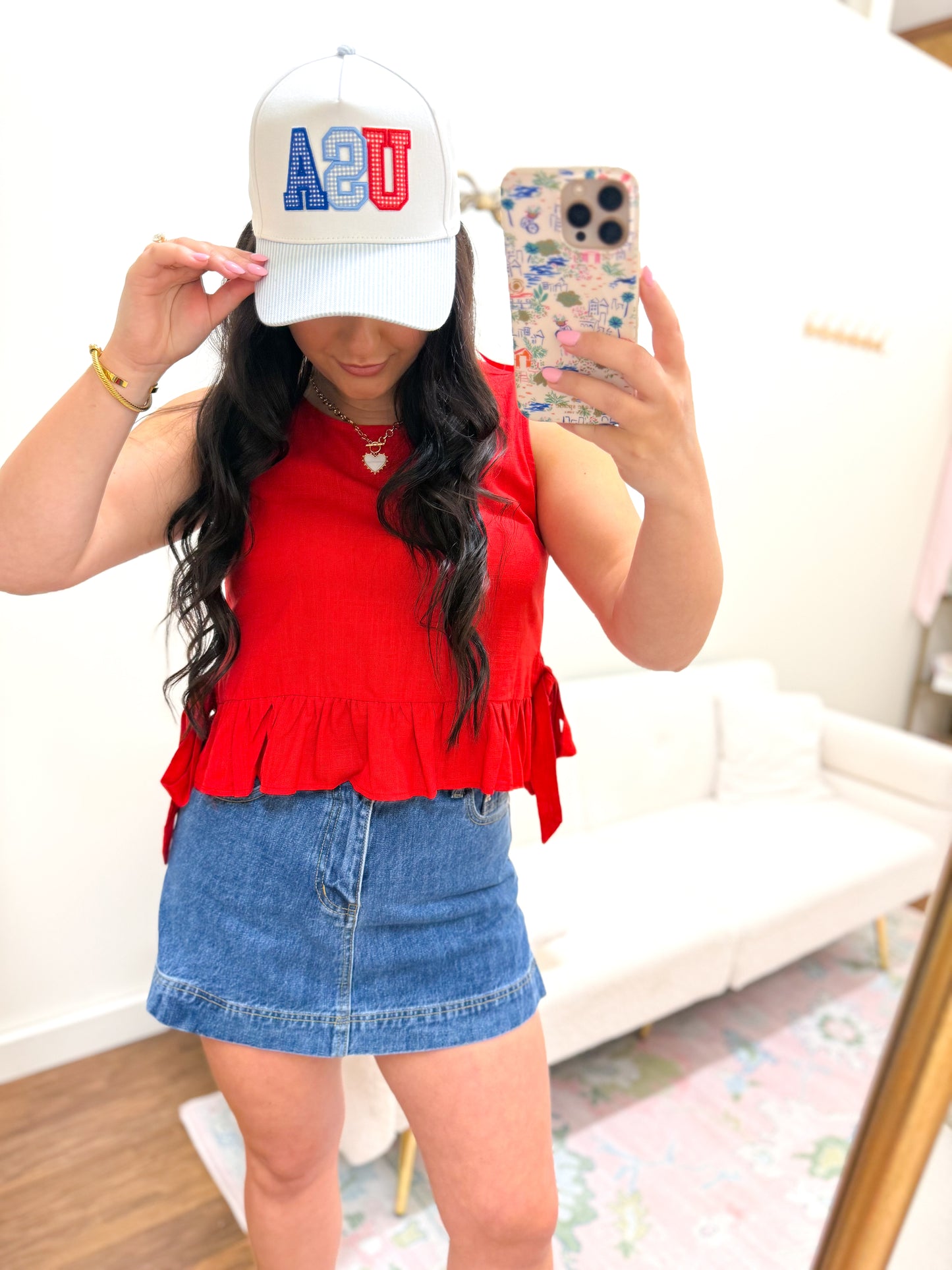 Americana Side Tie Top