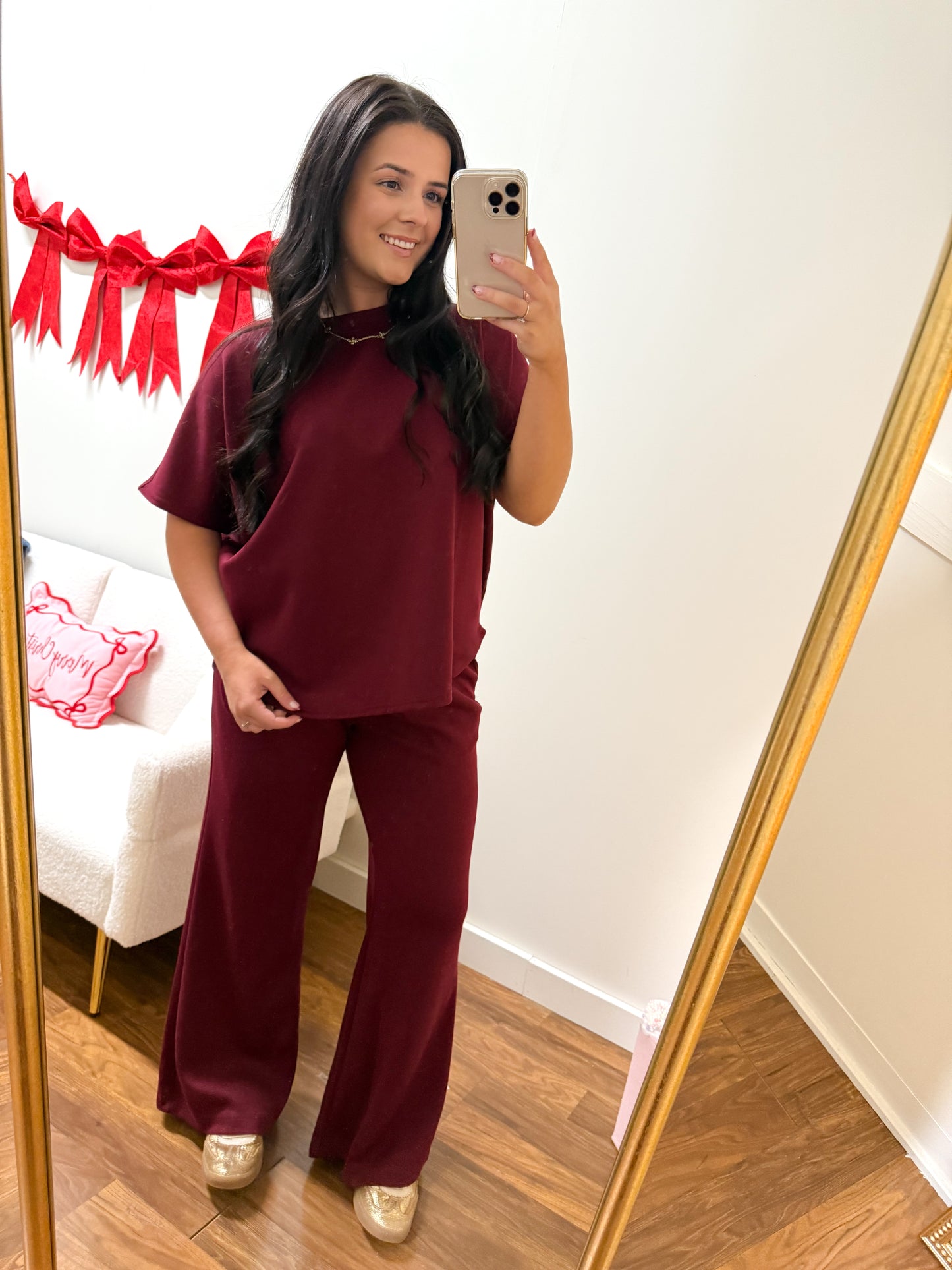 Burgundy Scuba Pant Set