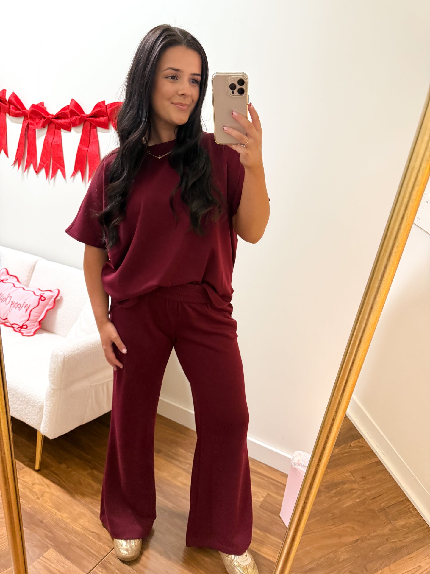 Burgundy Scuba Pant Set