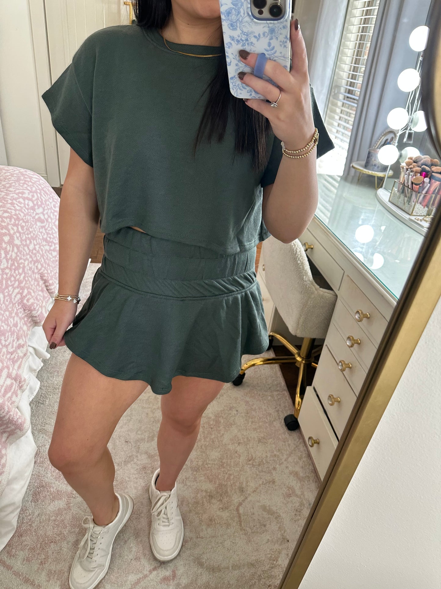 Dark Olive Top and Skort Set