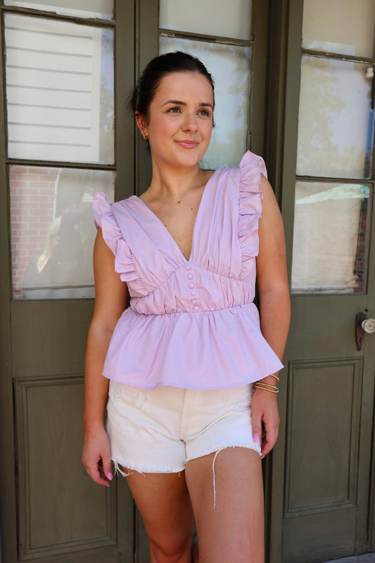 Lavender Ruffle Top