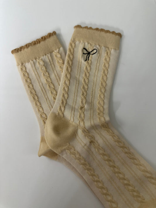 Embroidered Bow Socks