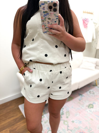 Denim Polka Dot Short Set