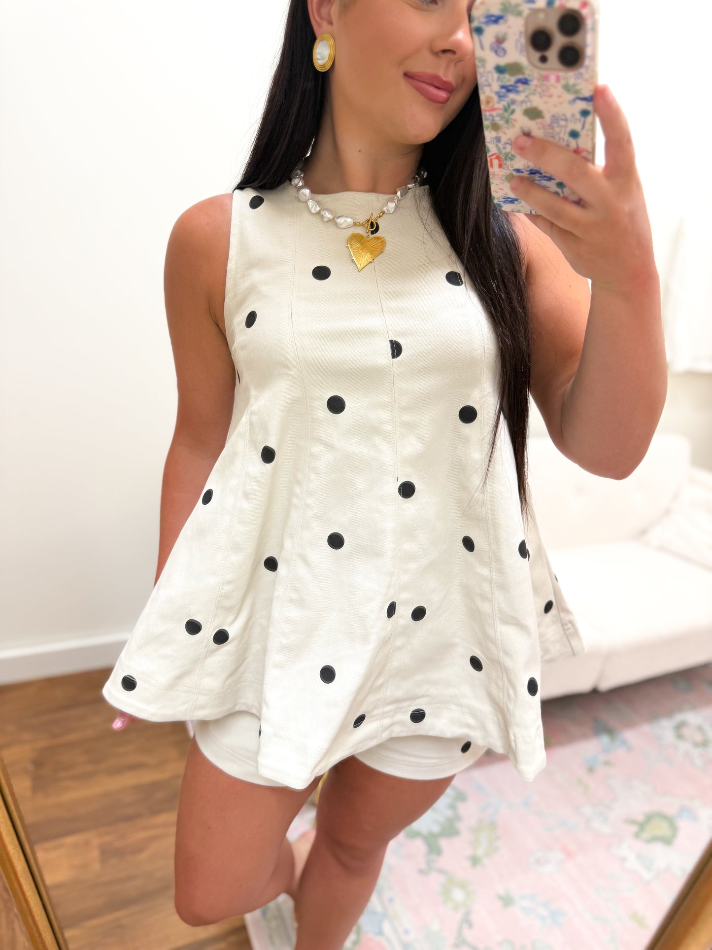 Denim Polka Dot Short Set