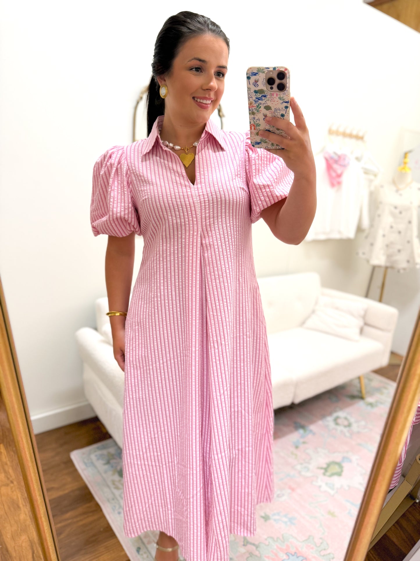 Pink Striped Maxi Dress
