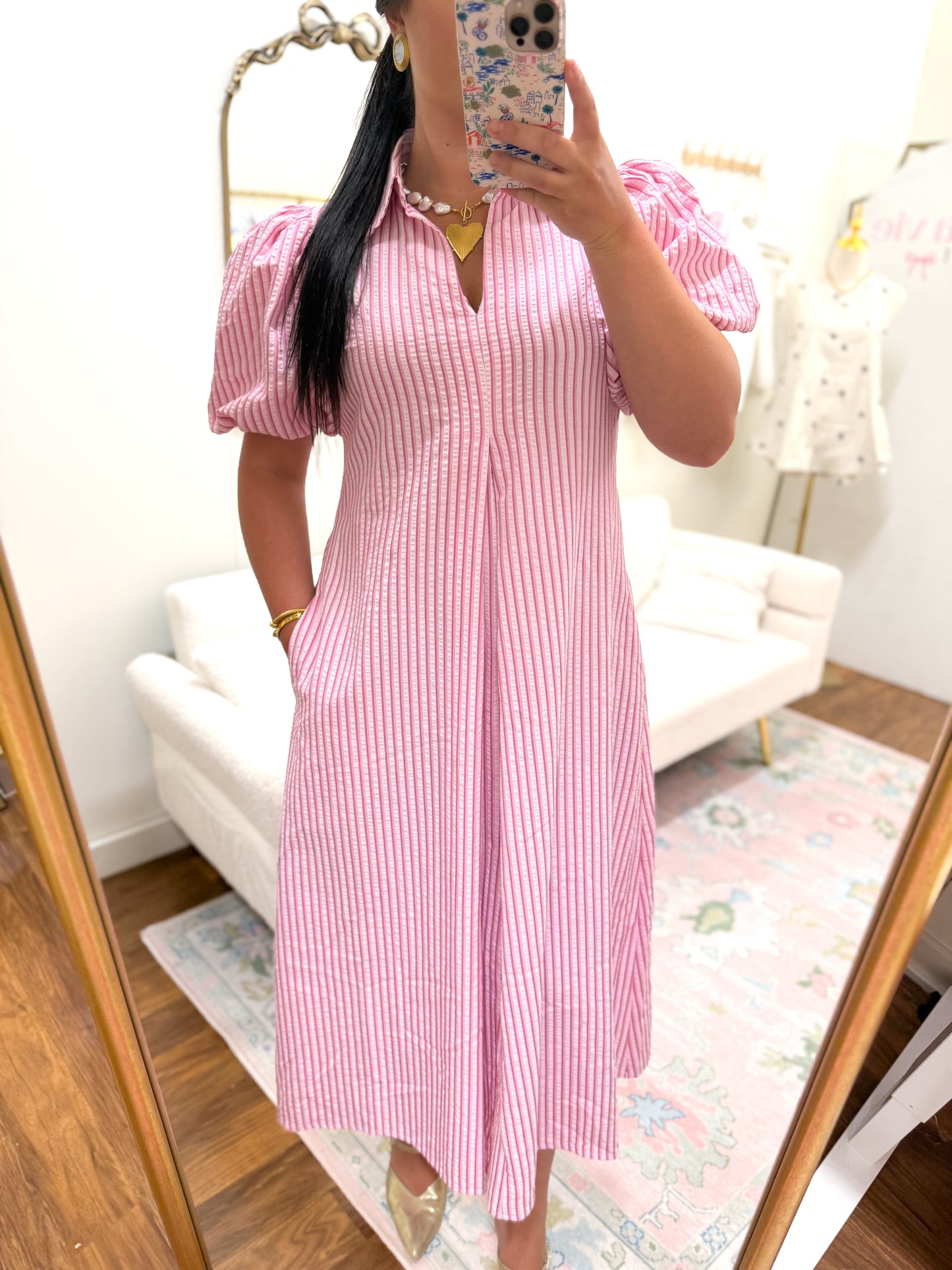 Pink Striped Maxi Dress