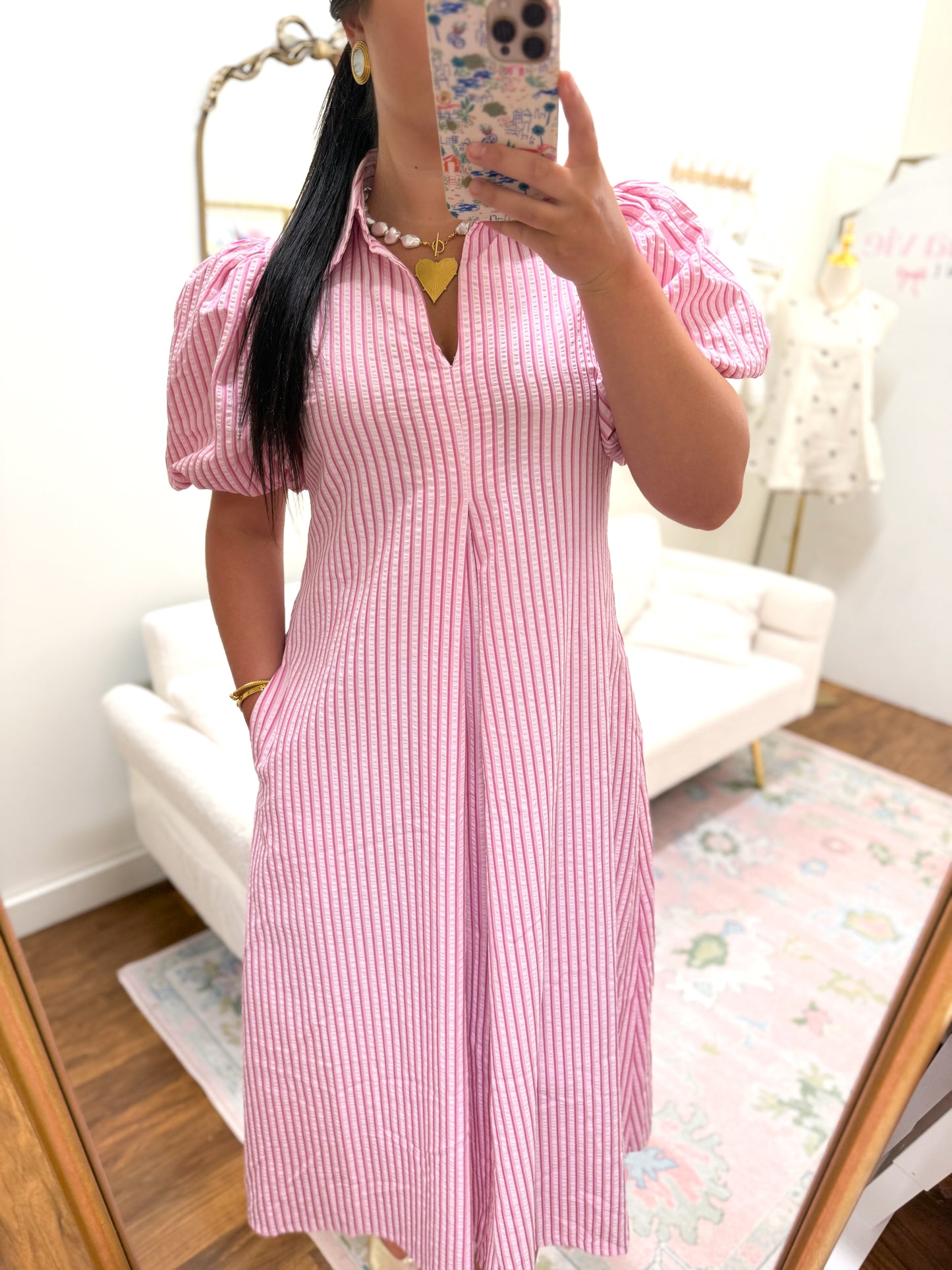 Pink Striped Maxi Dress